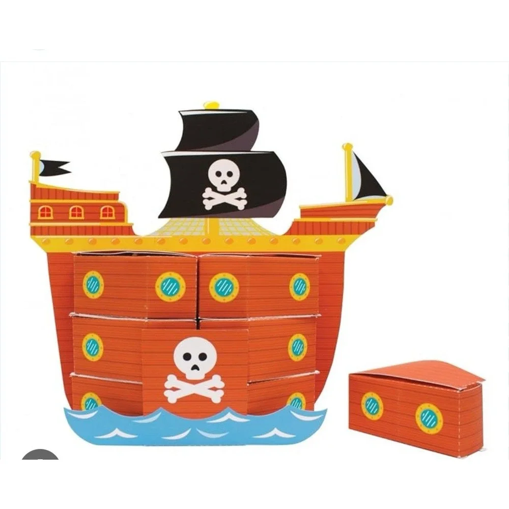 Pirate Ship Favor Boxes Centerpiece Has 6 Favor Boxes Pack Skull Birthday‎ Party